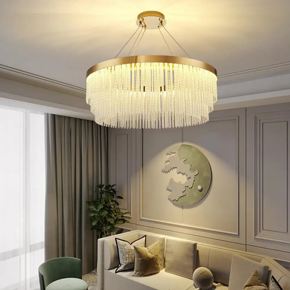 Lampade a sospensione cristallo Eleganza Dorata e Raffinatezza - clowasit.com