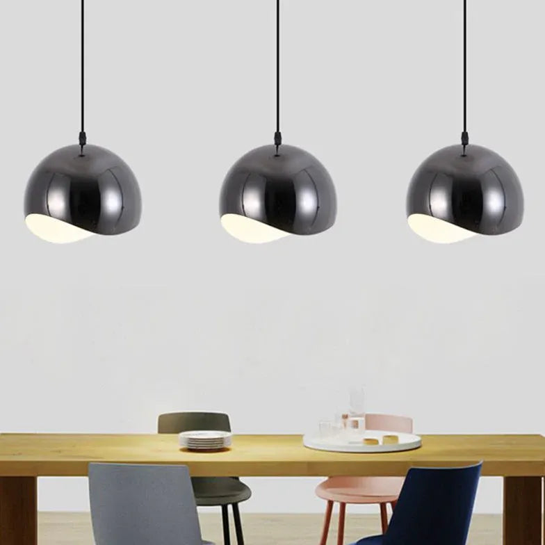 Lampadario metallo industriale semisfera design lineare moderno - clowasit.com