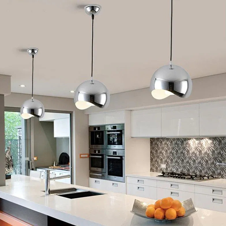 Lampadario metallo industriale semisfera design lineare moderno - clowasit.com