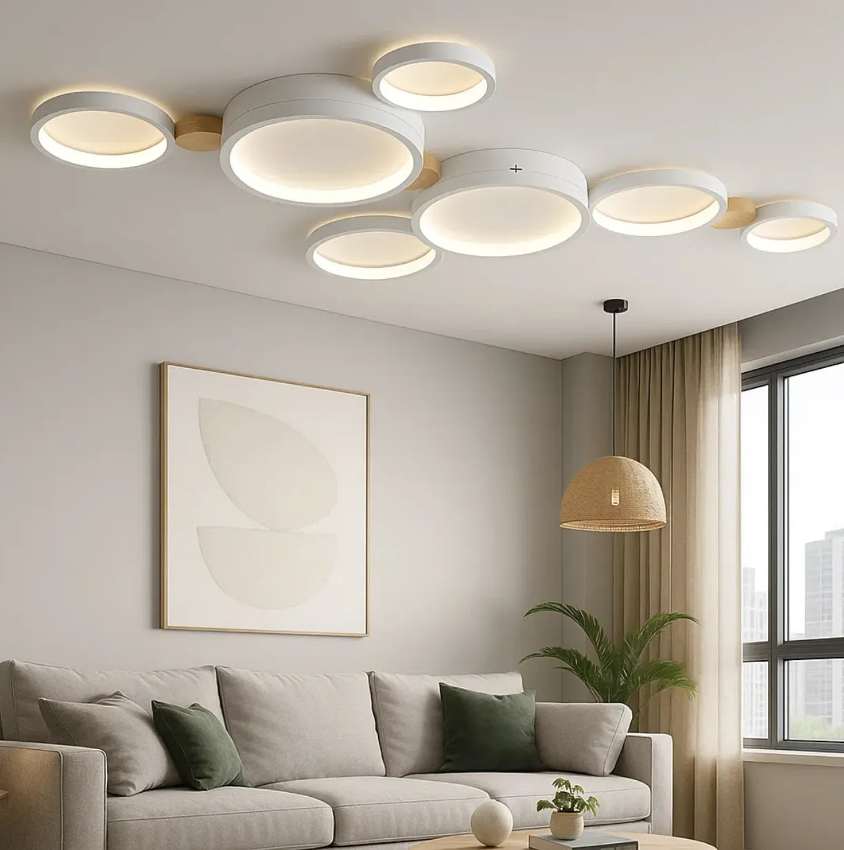 Plafoniera a Soffitto a LED Policiclico in Legno Creativa per Camera