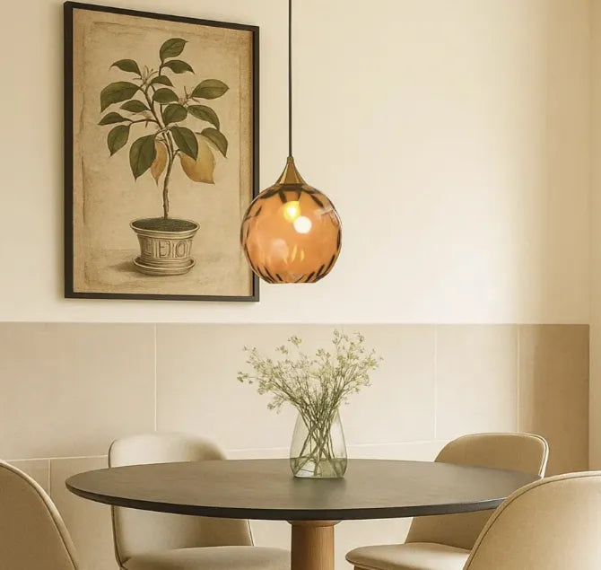 Lampada a Sospensione in Vetro con Motivo Acquatico Stile Nordico