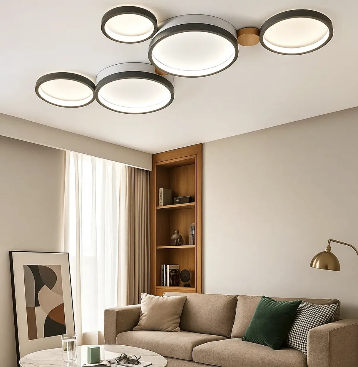 Plafoniera a Soffitto a LED Policiclico in Legno Creativa per Camera