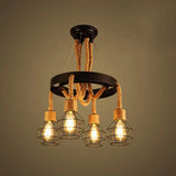 Lampadario nero industriale con corda in ferro - clowasit.com