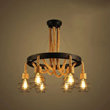 Lampadario nero industriale con corda in ferro - clowasit.com