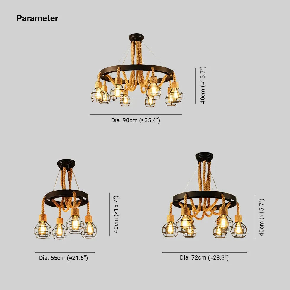 Lampadario nero industriale con corda in ferro - clowasit.com