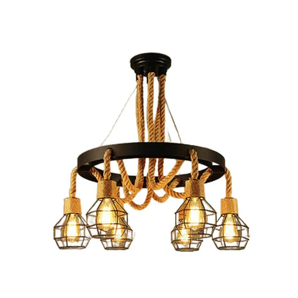 Lampadario nero industriale con corda in ferro - clowasit.com