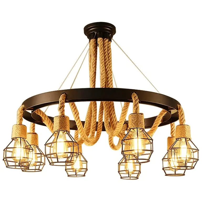 Lampadario nero industriale con corda in ferro - clowasit.com