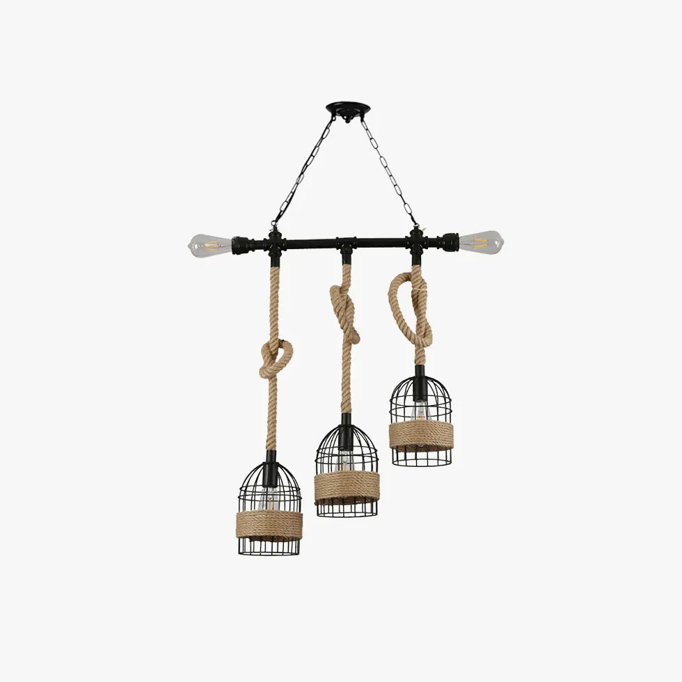 Lampadario salotto vintage Gabbia a tre teste - clowasit.com