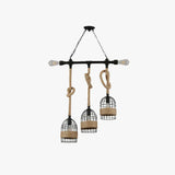 Lampadario salotto vintage Gabbia a tre teste - clowasit.com