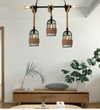 Lampadario salotto vintage Gabbia a tre teste - clowasit.com