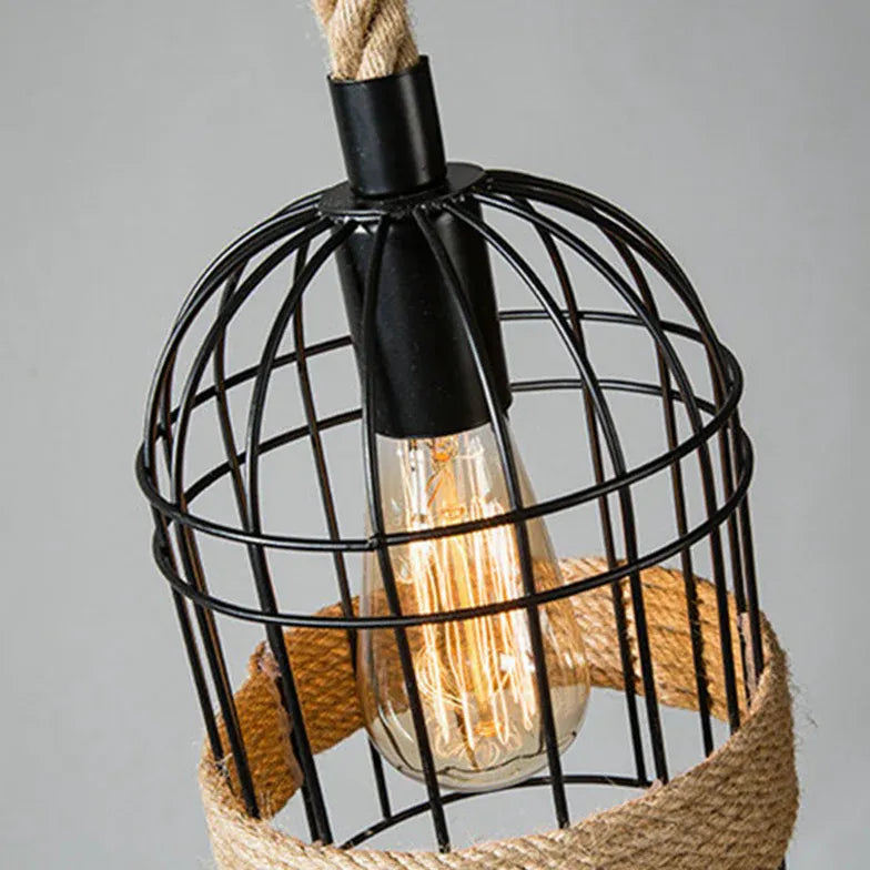 Lampadario salotto vintage Gabbia a tre teste - clowasit.com