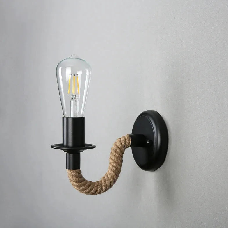Lampada applique industriale design retro corda nera - clowasit.com