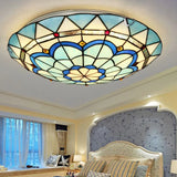 Plafoniera Rotonda Grande in Vetro Blu Elegante - clowasit.com
