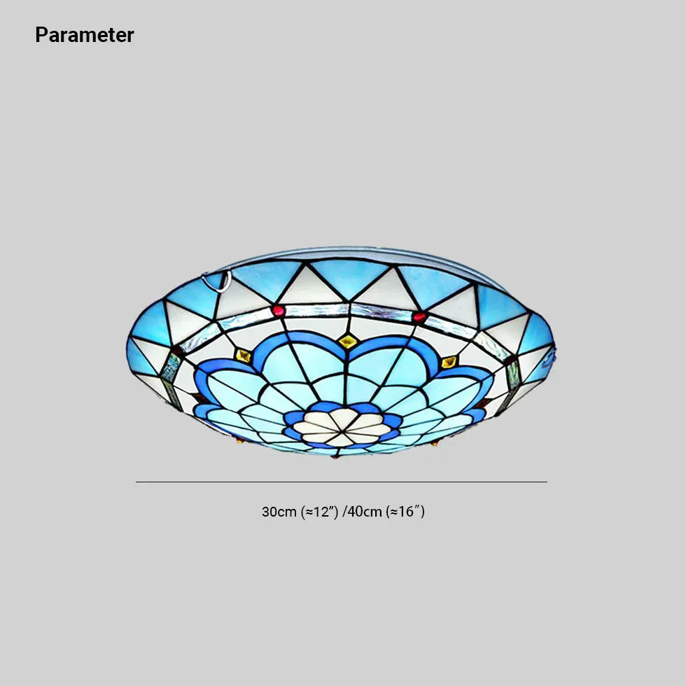 Plafoniera Rotonda Grande in Vetro Blu Elegante - clowasit.com