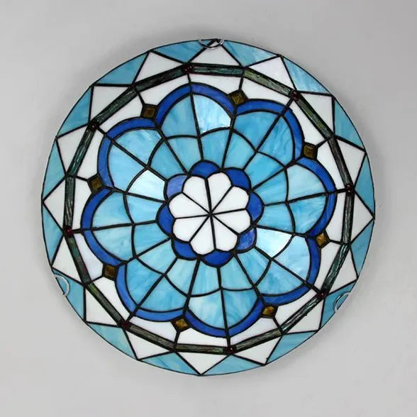 Plafoniera Rotonda Grande in Vetro Blu Elegante - clowasit.com
