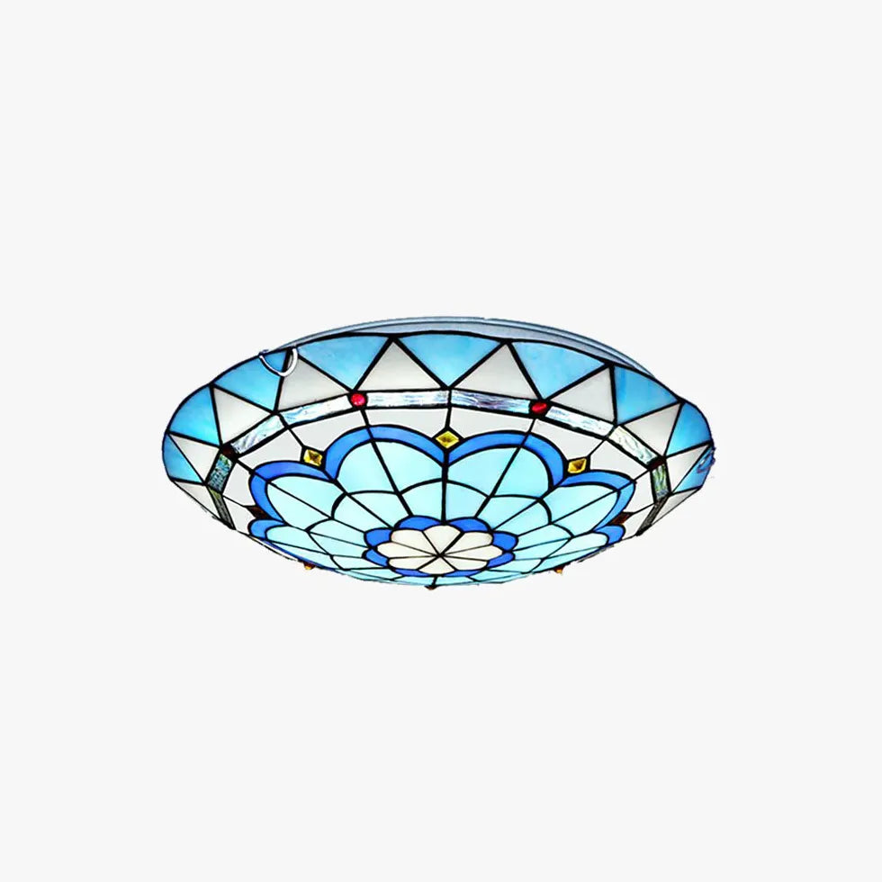 Plafoniera Rotonda Grande in Vetro Blu Elegante - clowasit.com