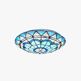 Plafoniera Rotonda Grande in Vetro Blu Elegante - clowasit.com