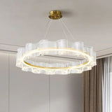 Lampadario Moderno Rotondo Elegante Design Dorato LED - clowasit.com