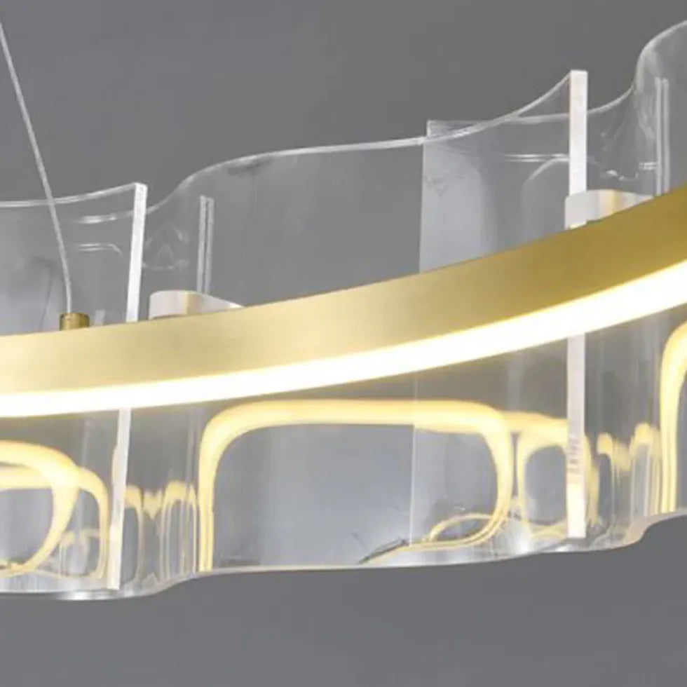 Lampadario Moderno Rotondo Elegante Design Dorato LED - clowasit.com