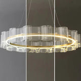 Lampadario Moderno Rotondo Elegante Design Dorato LED - clowasit.com