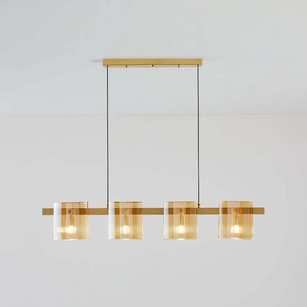 Lampadario ottone e vetro sala pranzo - clowasit.com