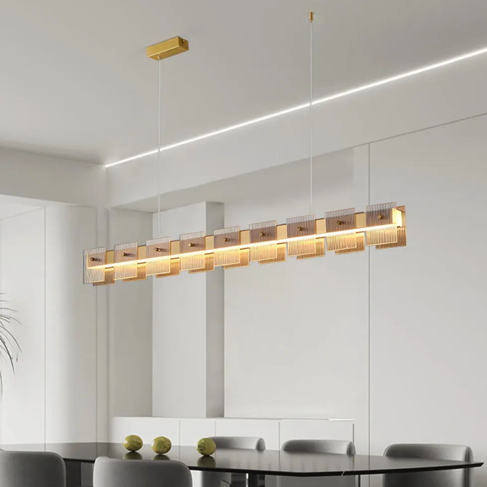 Lampadario Vetro Design Eleganza e Raffinatezza Dorata - clowasit.com