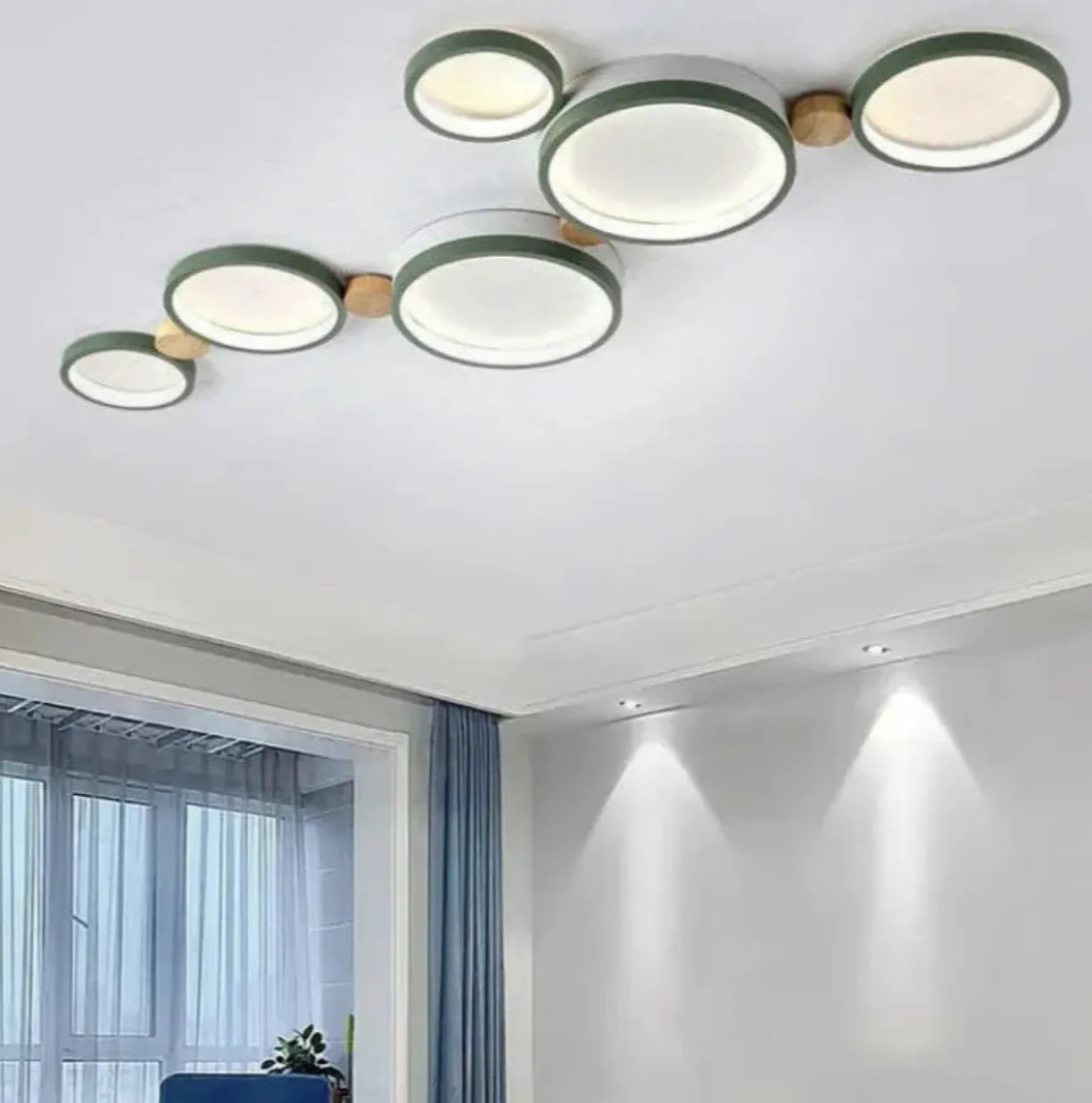 Plafoniera a Soffitto a LED Policiclico in Legno Creativa per Camera