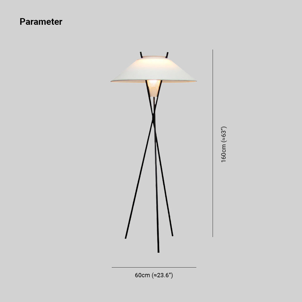 Lampada da terra treppiede Tessuto moderno bianco - Clowasit.com