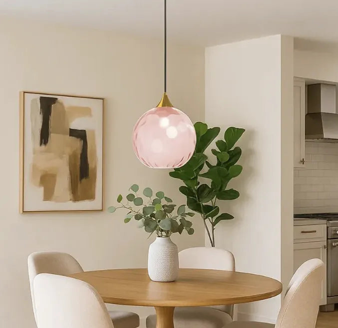 Lampada a Sospensione in Vetro con Motivo Acquatico Stile Nordico