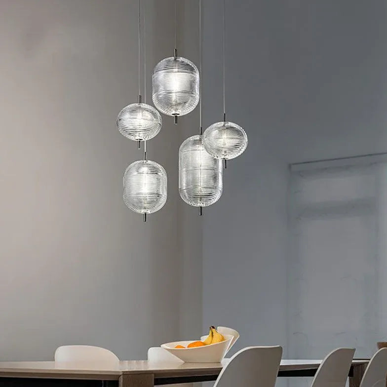 Lampadario moderno industriale in vetro trasparente - clowasit.com