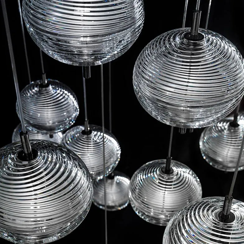 Lampadario moderno industriale in vetro trasparente - clowasit.com