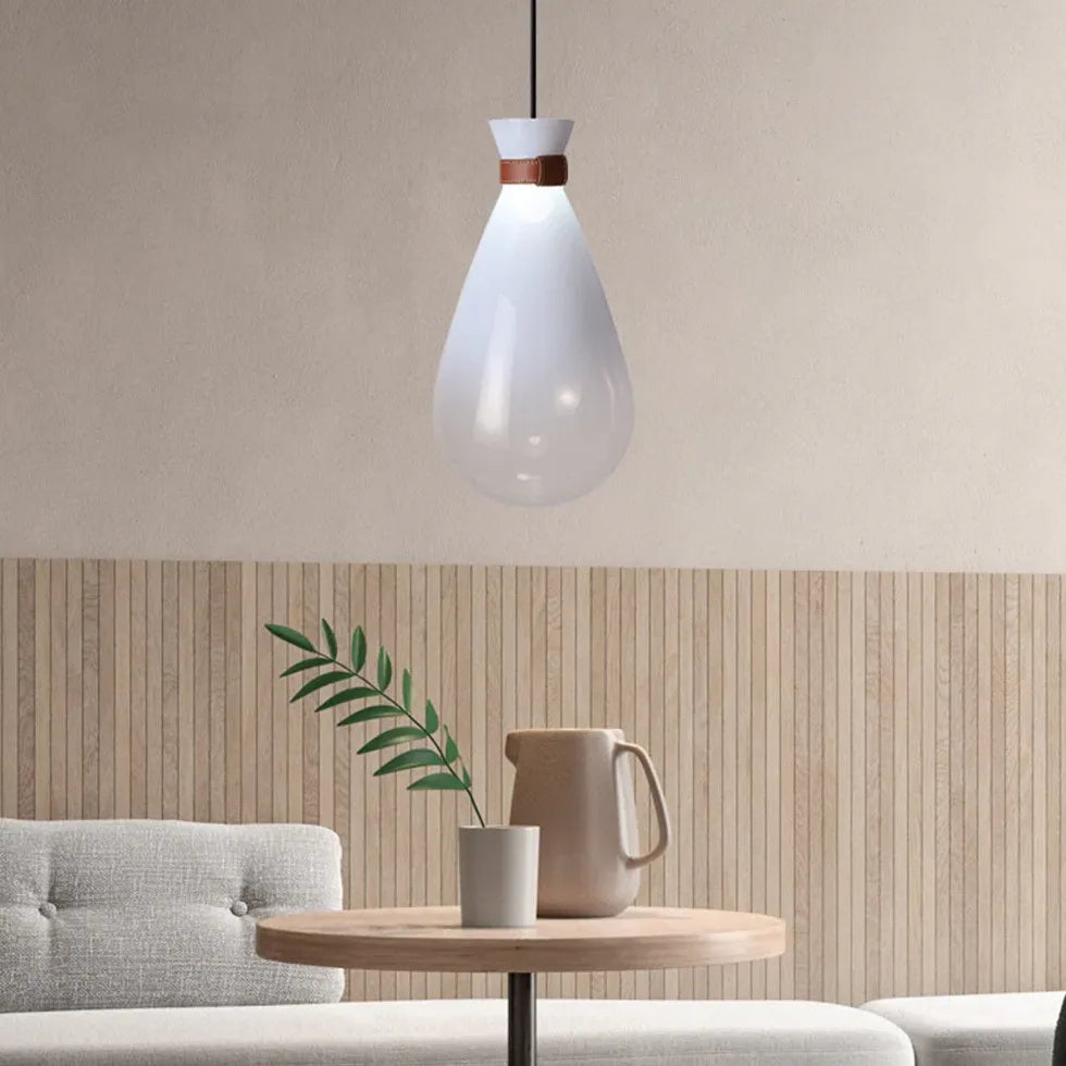 Lampadario in vetro bianco LED goccia - clowasit.com