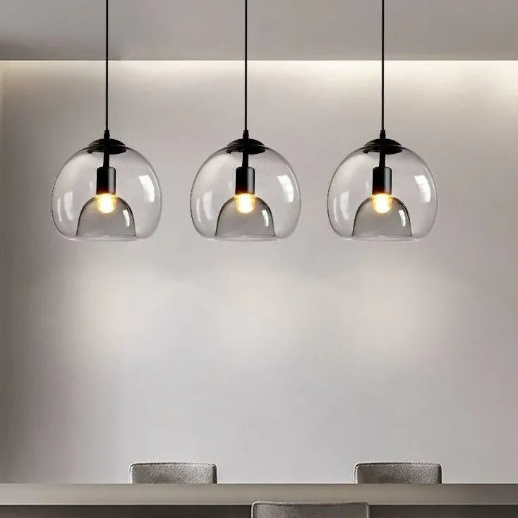 Lampadario Moderno Sfere in Vetro Trasparente Eleganza - clowasit.com