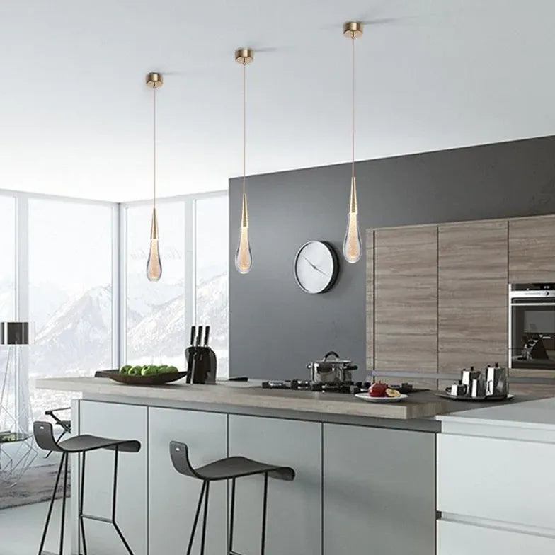 Lampadari led cucina dorati lineari goccia d'acqua - clowasit.com