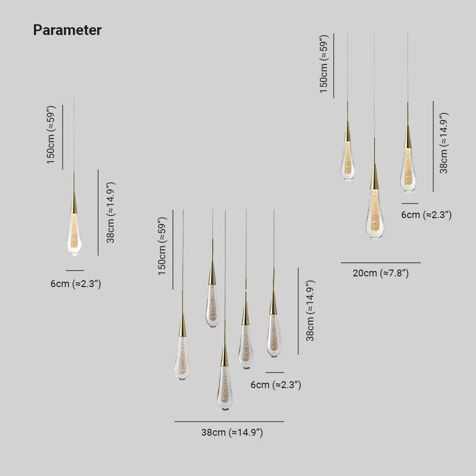 Lampadari led cucina dorati lineari goccia d'acqua - clowasit.com