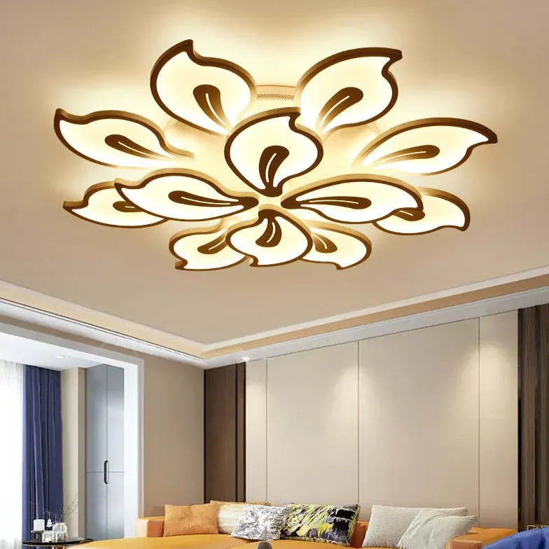 Lampadario Elegante Salotto Fiori Bianchi Decorazioni Raffinate - clowasit.com
