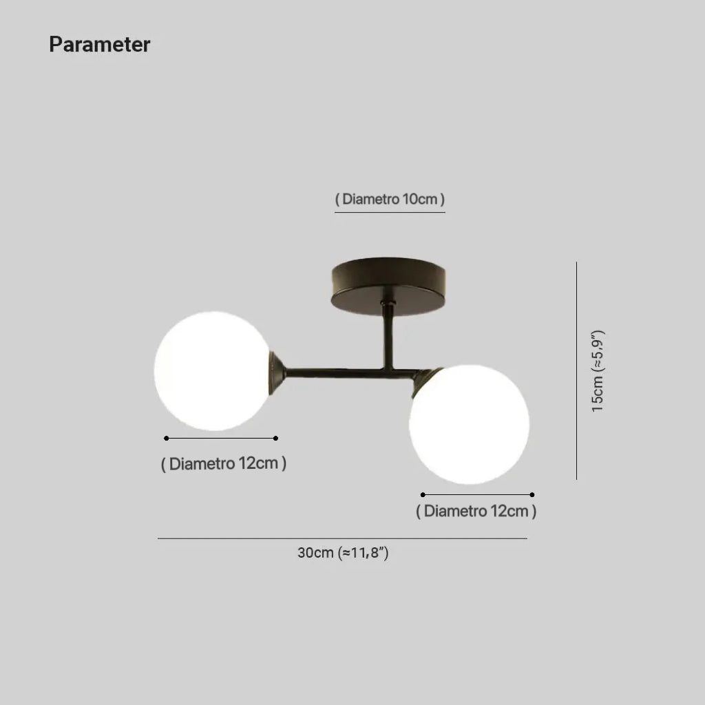 Plafoniera LED Nordica Semplice con Doppia Sfera di Vetro per Corridoio