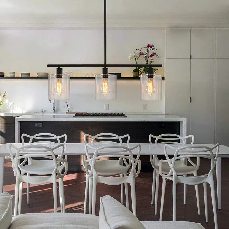 Lampadario cucina industriale trasparente quadrato - clowasit.com