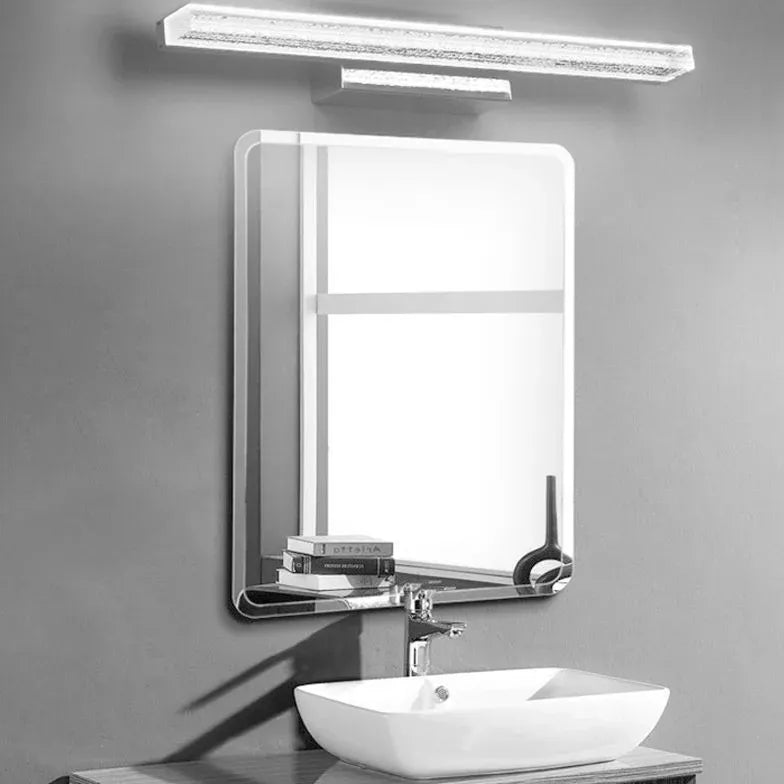 Lampada da parete lunga bagno argento - clowasit.com