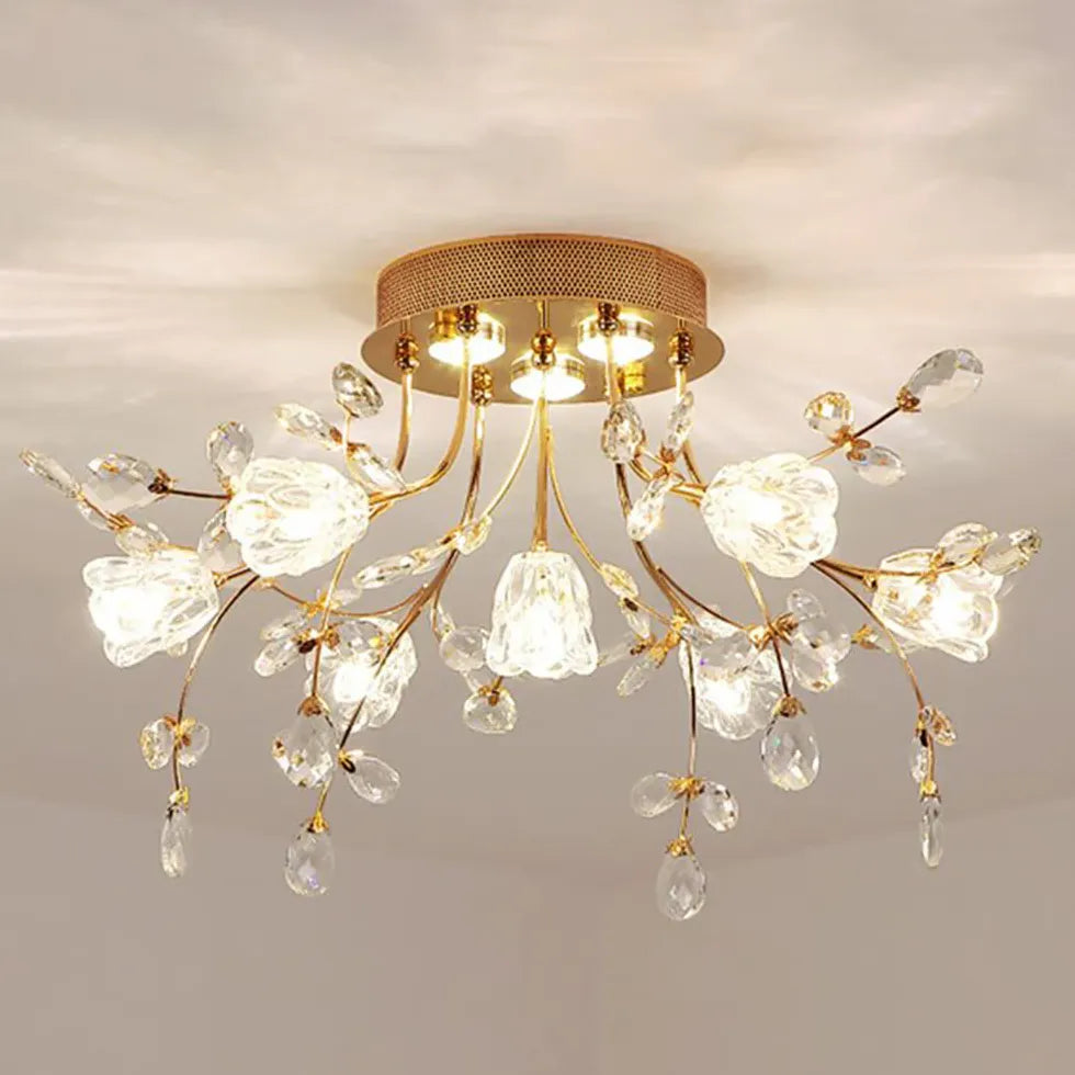 Plafoniere soggiorno moderne Design Floreale di Cristallo - clowasit.com