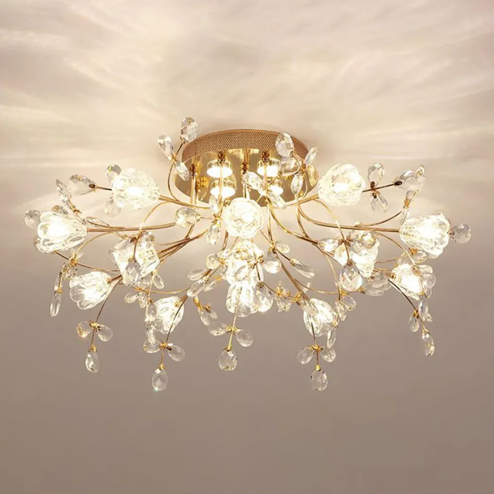 Plafoniere soggiorno moderne Design Floreale di Cristallo - clowasit.com