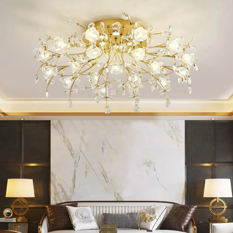 Plafoniere soggiorno moderne Design Floreale di Cristallo - clowasit.com
