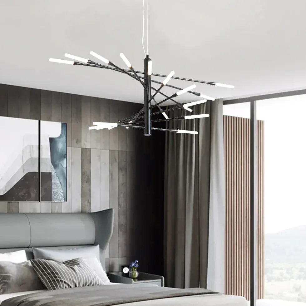 Lampadario moderno pendente con LED nero elegante - clowasit.com