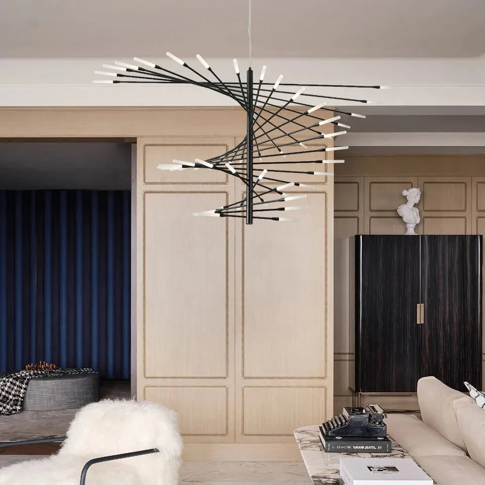 Lampadario moderno pendente con LED nero elegante - clowasit.com