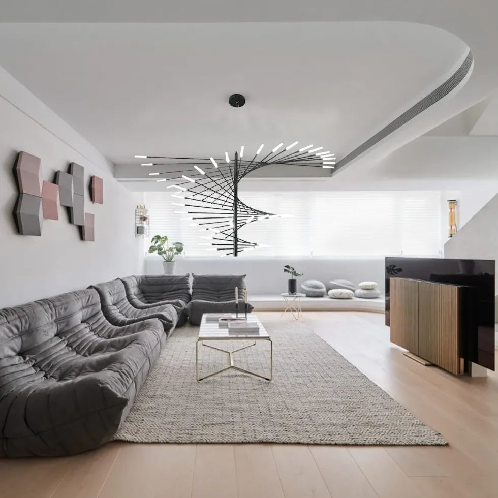 Lampadario moderno pendente con LED nero elegante - clowasit.com
