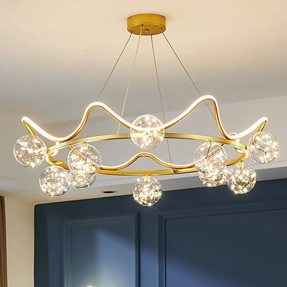 Sfera vetro lampadario Elegante moderno dorato - clowasit.com