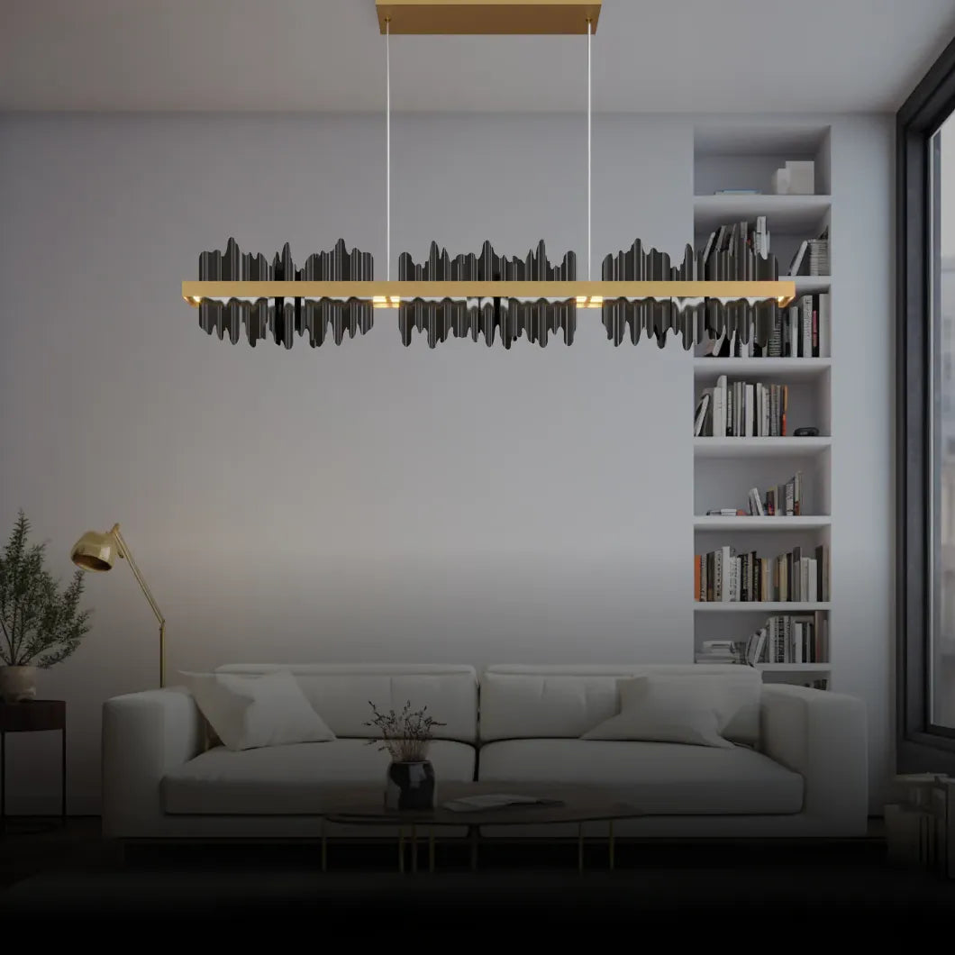 Lampadario industriale salotto nero forma concava - clowasit.com