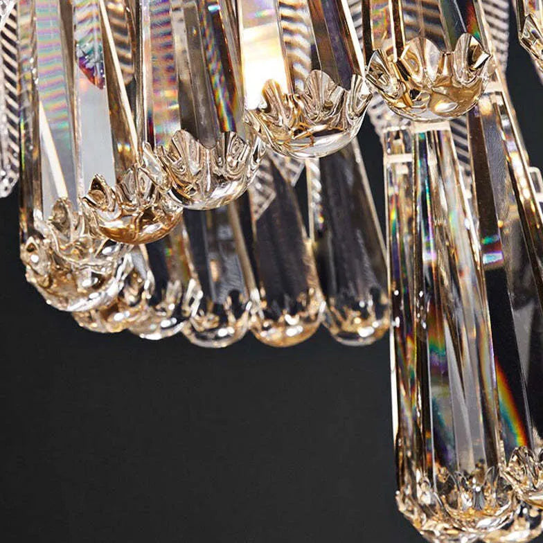 Lampadario cristallo antico con decorazione foglie dorate - clowasit.com