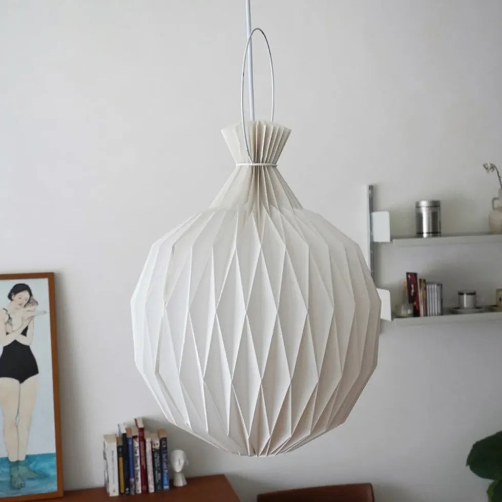 Lampadario di carta bianco pieghevole sfera - clowasit.com