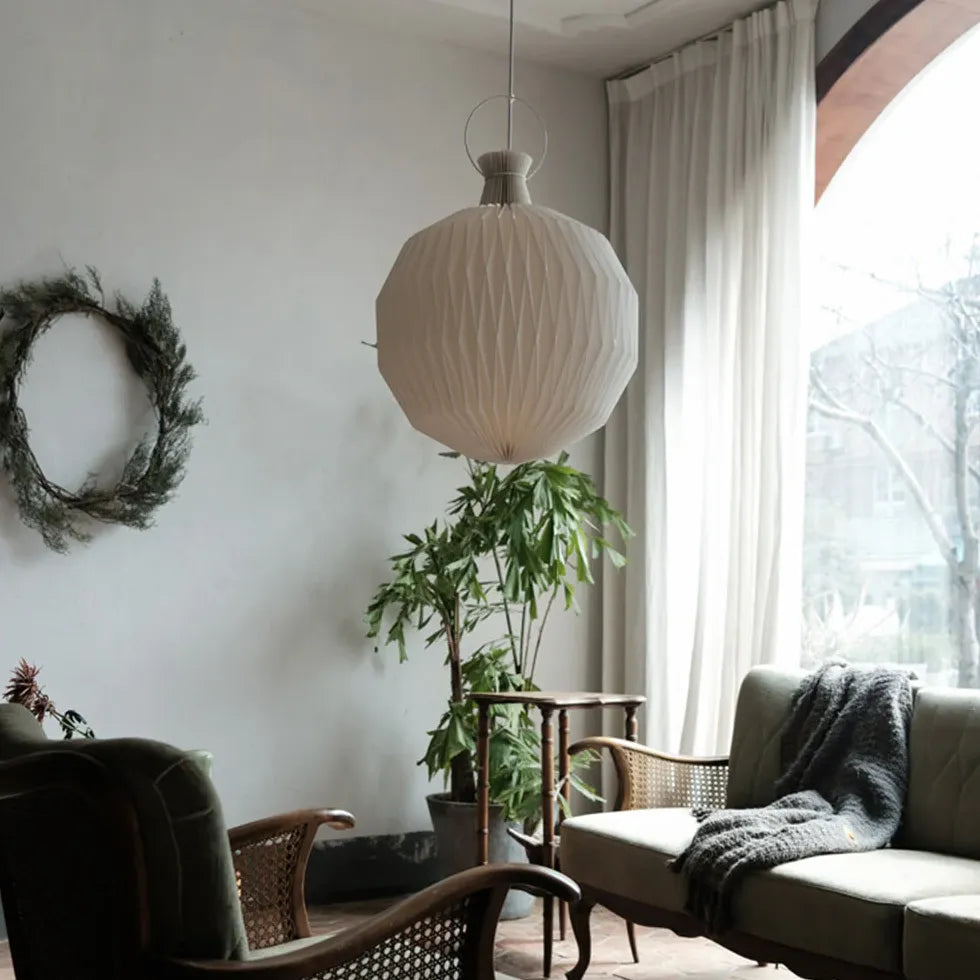 Lampadario di carta bianco pieghevole sfera - clowasit.com
